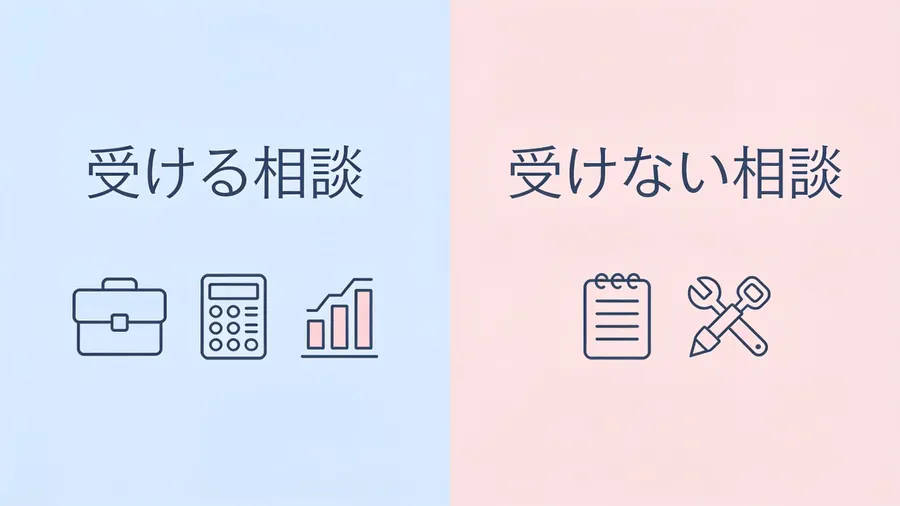 こういう相談は受けます、こういう相談は受けませんの線引き